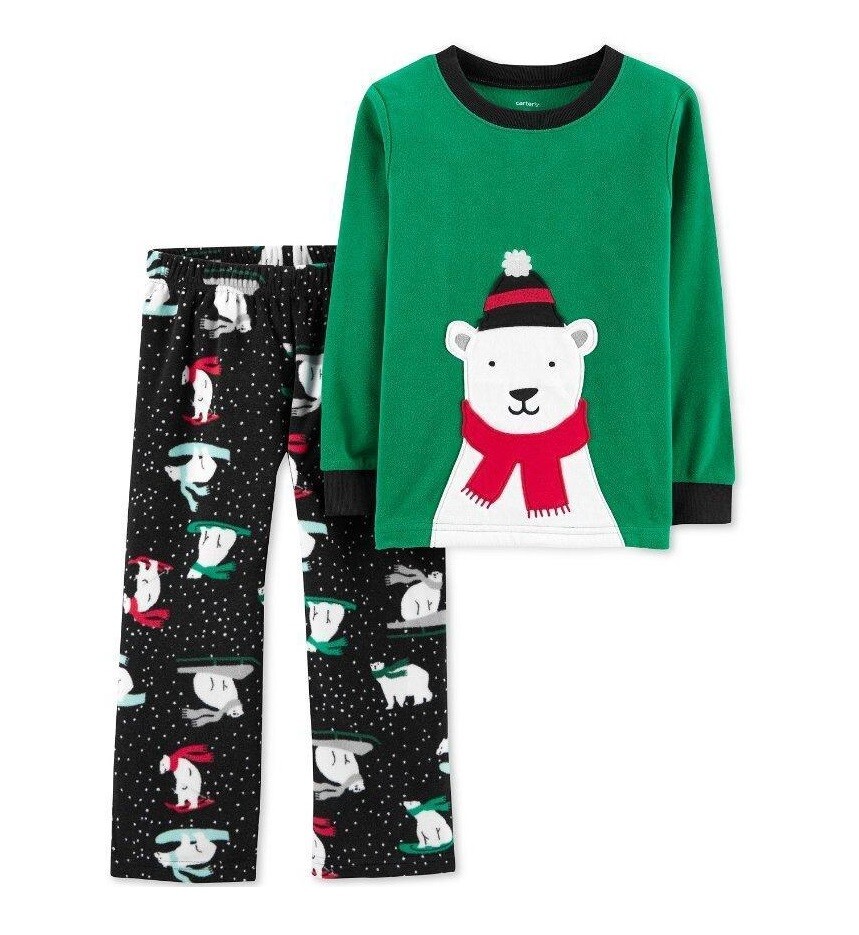 

КОМПЛЕКТ УЮТНЫХ ФЛИСОВЫХ ПИЖАМ CARTERS 2PC С ЗЕЛЕНЫМ ВЕРХОМ И БРЮКАМИ, 12 М, Green/black multi colors