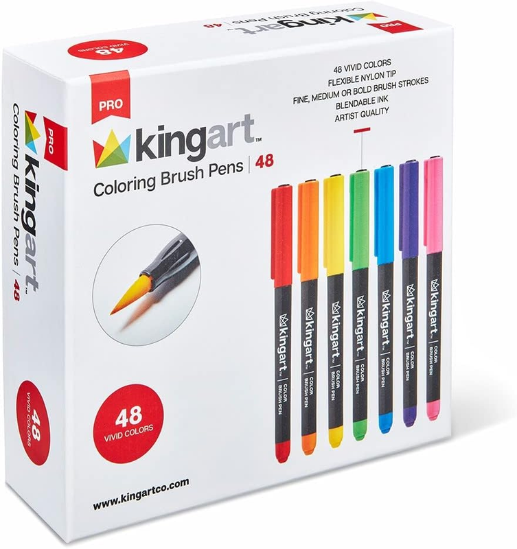 PRO Coloring Brush Pen Watercolor Markers, in 48 Vivid Colors with Blendable Ink