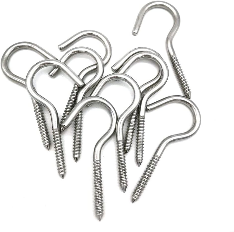 3.8 Inch Screw-In Hooks Eye Bolt Heavy Duty Large Screw Hook Stainless Steel 316