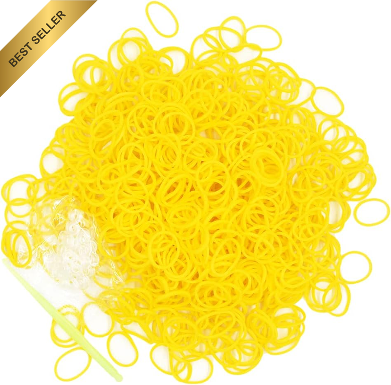 3000 Yellow Loom Rubber Bands Refill Kit with 125 S-Clips & 5 Crochet Hooks, DIY