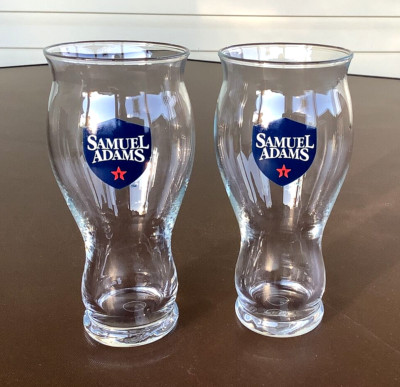 Samuel Sam Adams Blue Shield Logo Sensory Pint Beer Glasses Set of 2