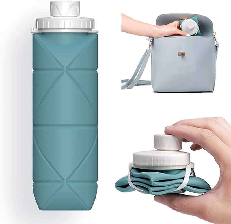 Collapsible Water Bottles Leakproof Valve Reusable BPA Free Silicone Foldable