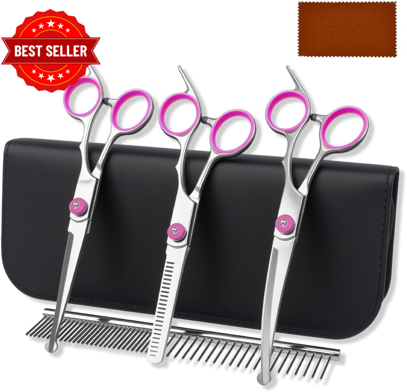 6 in 1 Professional Dog Grooming Scissors Kit, Stainless Steel Pet Grooming Kit,