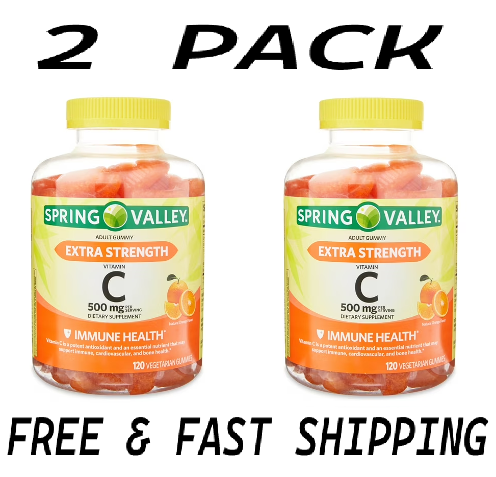 Spring Valley Vitamin C Supplement Gummies, Orange, 500 mg, 120 CT (2 PACK)