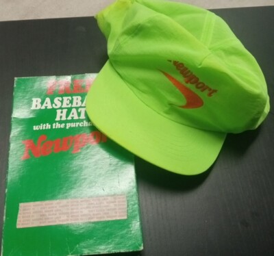 Vintage 90's Newport Cigarettes Neon Green Snap Back Trucker Hat Mens Nylon Cap