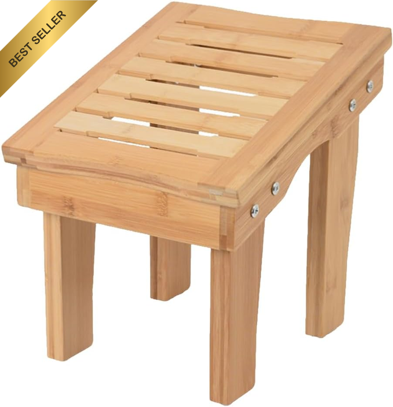 Shower Stool, Bamboo Shower Foot Rest, Waterproof Small Shaving Stools, Office F