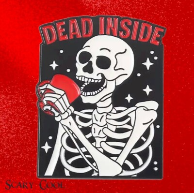  New Skeleton Skull Dead Inside Halloween Emo Gothic Brooch Pin 