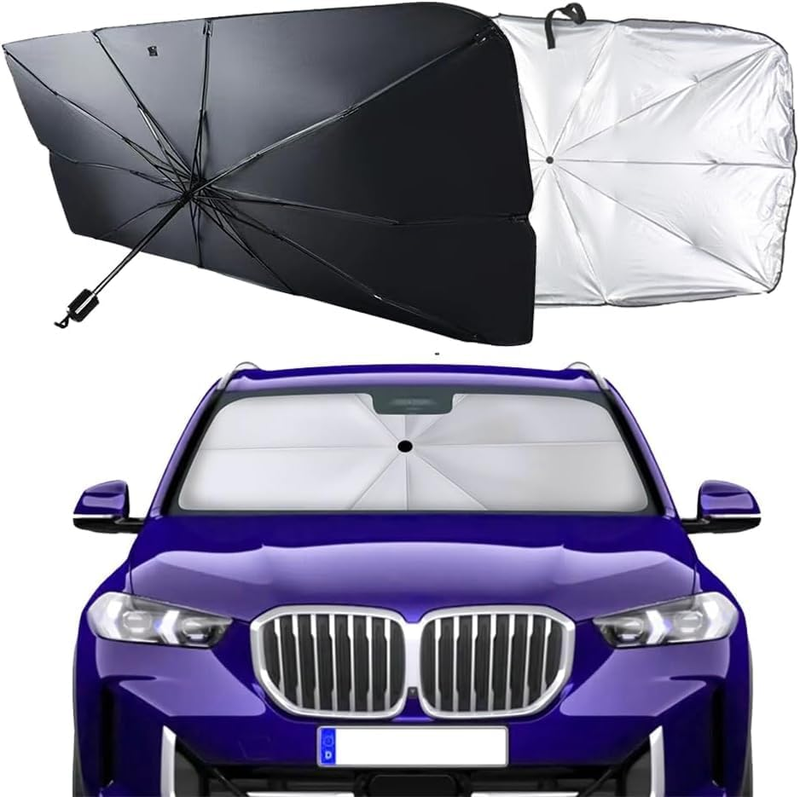 Car Windshield Sun Shade Umbrella for Sedan, SUV, Truck, Van | Universal Front W