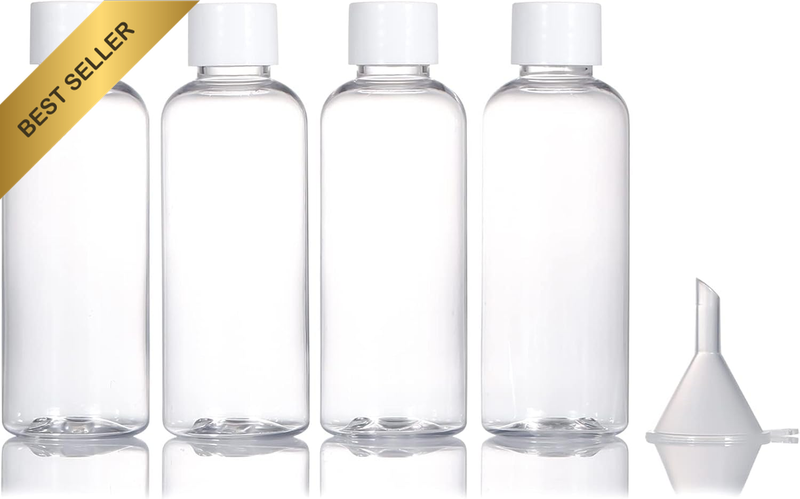 Travel Bottles, 80Ml Refillable Clear Plastic Containers with Screw Lids, 4 Pack