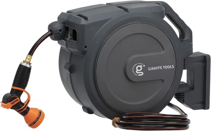 Giraffe Tools Retractable  Super Heavy Duty Garden Hose Reel 1/2 Inch X 78 Ft