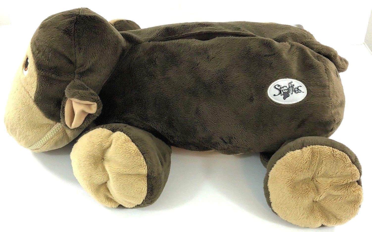 Stuffies Scout Brown Plush Monkey Pillow Stuffed Toy 7 Hidden Pockets 21