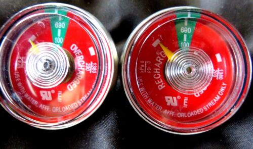 Lot of 2-100# psi Pressure Gauge For Portable Water Pressure Fire Extinguisher 