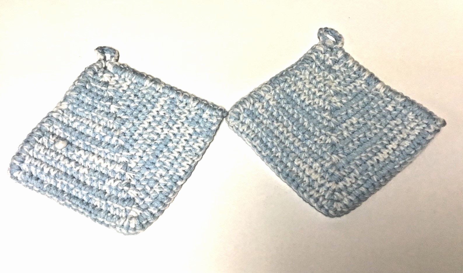 2 Handmade Hot Pads w/ loop hook~7x7