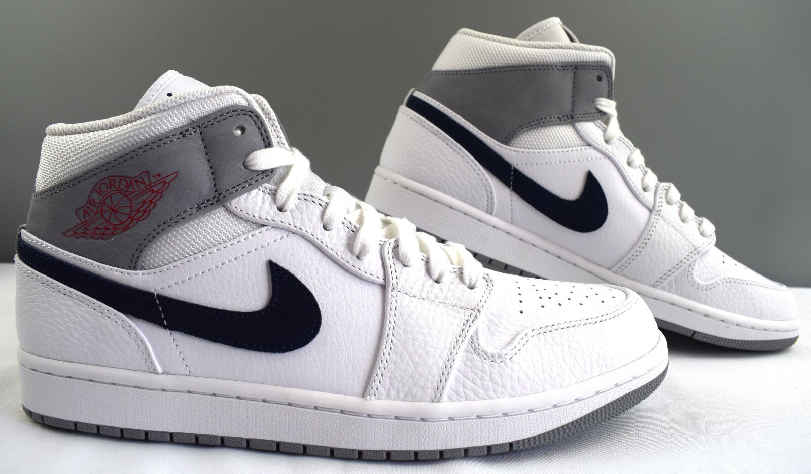 Nike Air Jordan 1 Mid 'Paris' White Blue Grey Men's Sneakers