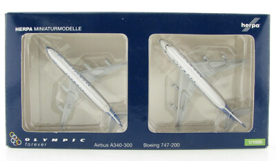 Herpa Airbus A340-300 + Boeing 747-200 OLYMPIC AIRWAYS 1:1000 Flugzeug Aircraft