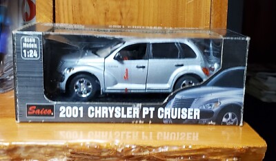 New In Box ~ 2001 SAICO Silver Chrysler PT CRUISER 1/24 Scale, Opening Doors  