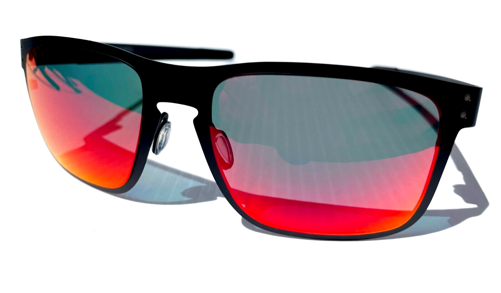 Pre-owned Oakley Holbrook Metal Matte Black Polarized Galaxy Magenta Sunglass 4123 In Purple