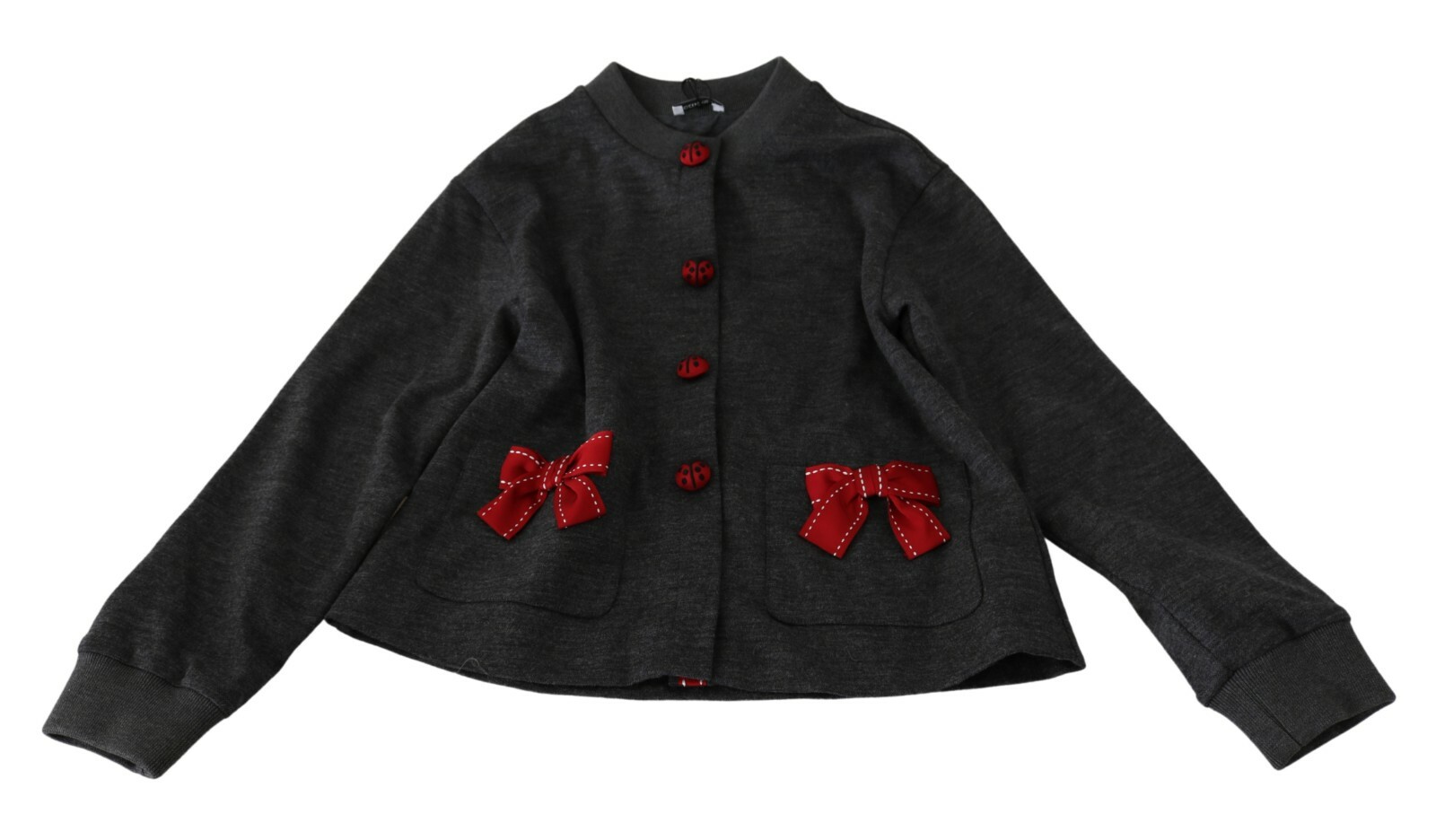 

DOLCE - GABBANA KIDS Серый шерстяной эластичный кардиган с изображением божьей коровки 7/8 лет Рекомендуемая розничная цена 460 долларов США