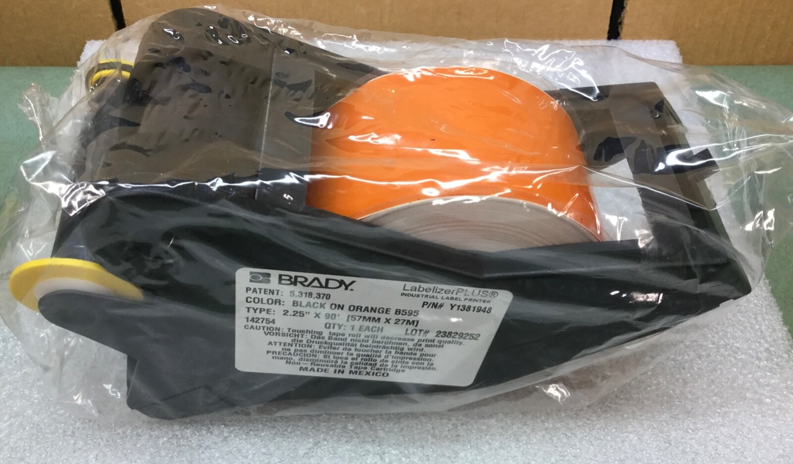 BRADY 142754 LABELIZER BLACK ON ORANGE VINYL LABEL 2.25 BRADY 142754 LABELIZER BLACK ON ORANGE VINYL LABEL 2.25