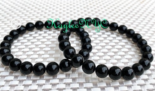 Wholesale Lot 6 Pcs Black Tourmaline 8mm 7.5” Crystal Healing Stretch Bracelet