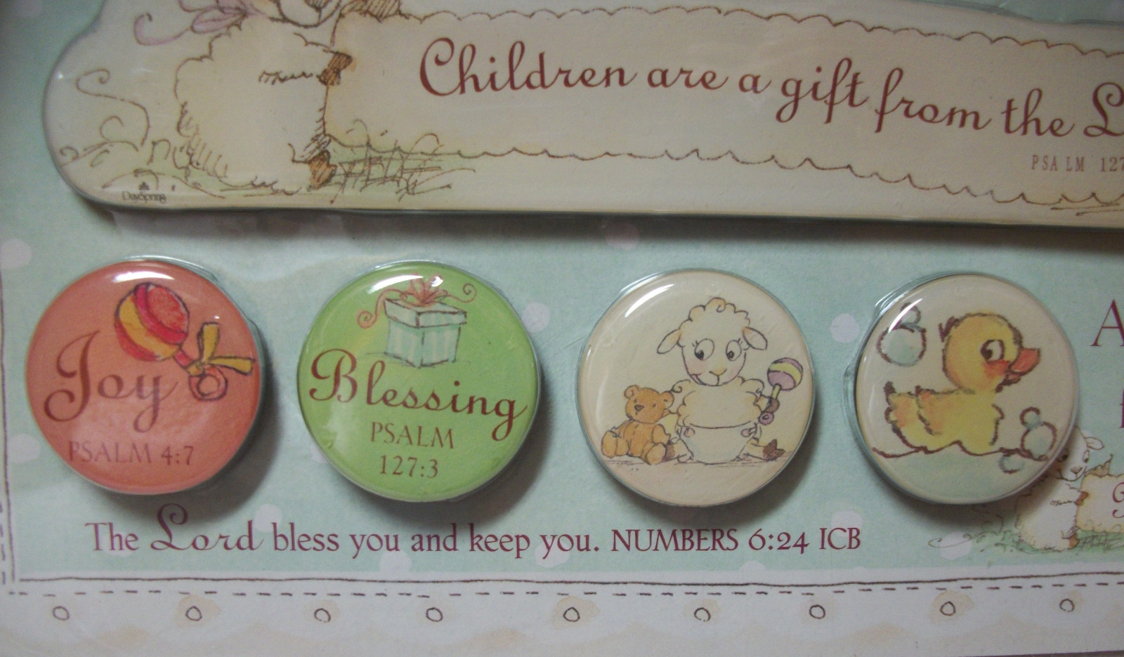 NEW! Dayspring Really Wooly Baby A BLESSING FOR BABY Bible Scriptures MAGNET SET