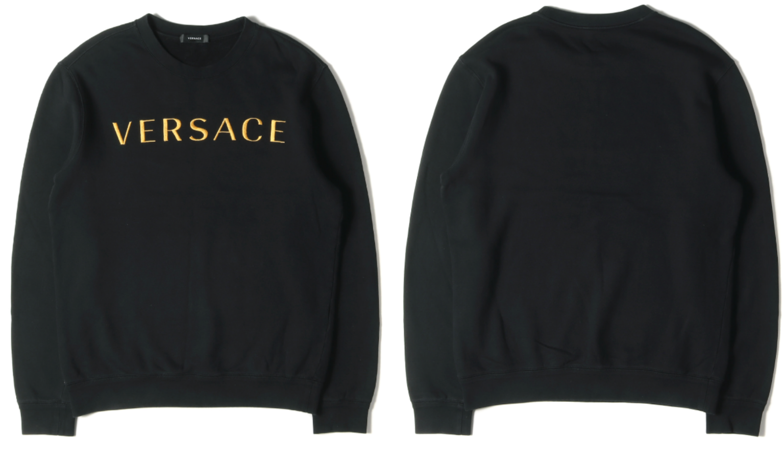 Pre-owned Versace Brushed Embroidery Logo Gold Sweater Sweatshirt Pullover Jumper Xl