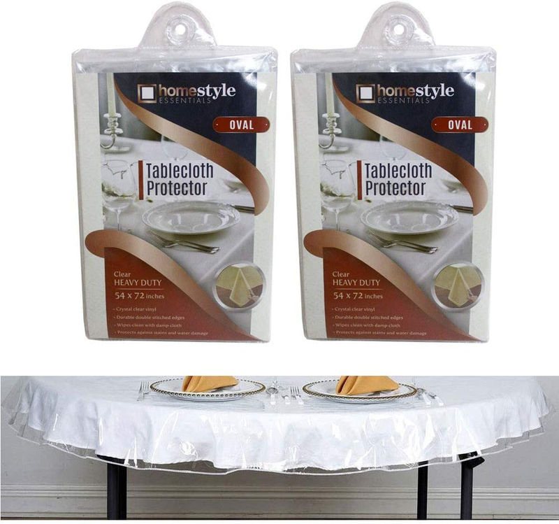 ATB 2 Crystal Clear Vinyl Tablecloth Protector Heavy Oval Plastic Table Cover 54