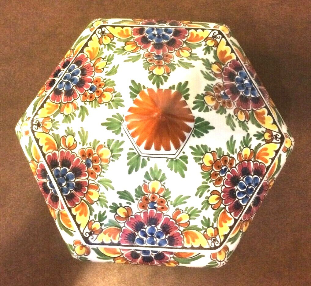 Dutch Delft Polychrome Five Sided Vegetable Dish With Cover Signed #1081