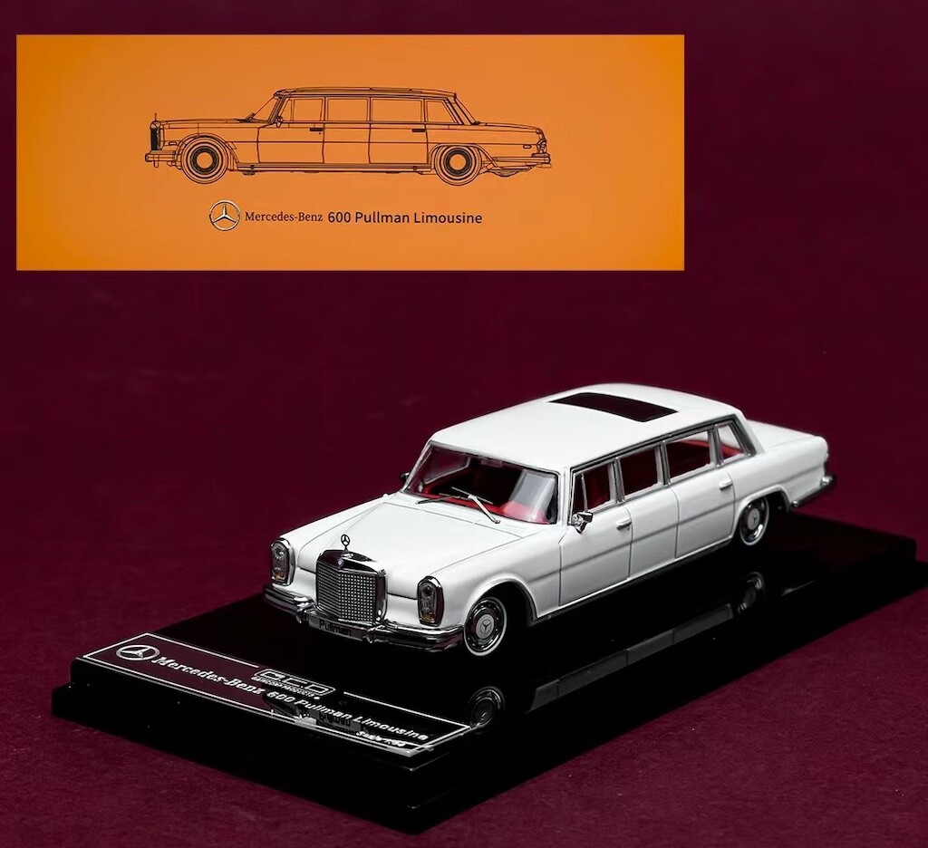 GB GCD 1:64 White Benz Pullman 600 Limousine Model Diecast