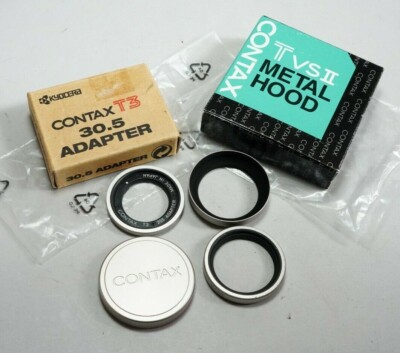CONTAX T3 30.5 アダプター、フィルター2点セット Original CONTAX T3 30.5 Adapter w/ TVS II Hood, Metal Cap