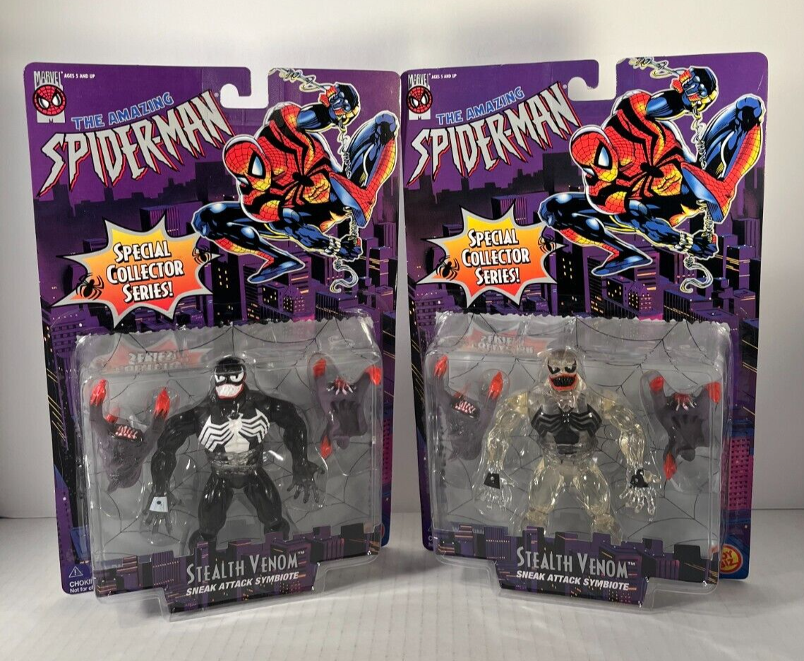 Stealth Venom 2 Figures Black & Clear The Amazing Spider-Man 1996 ToyBiz NEW