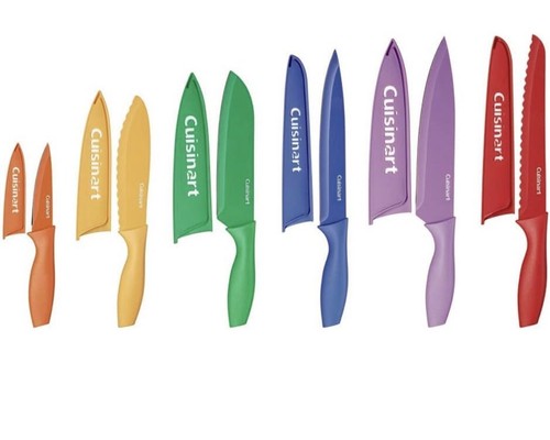Cuisinart 12-Piece Kitchen Knife Set, Multicolor Advantage Cutlery, C55-01-12PCK