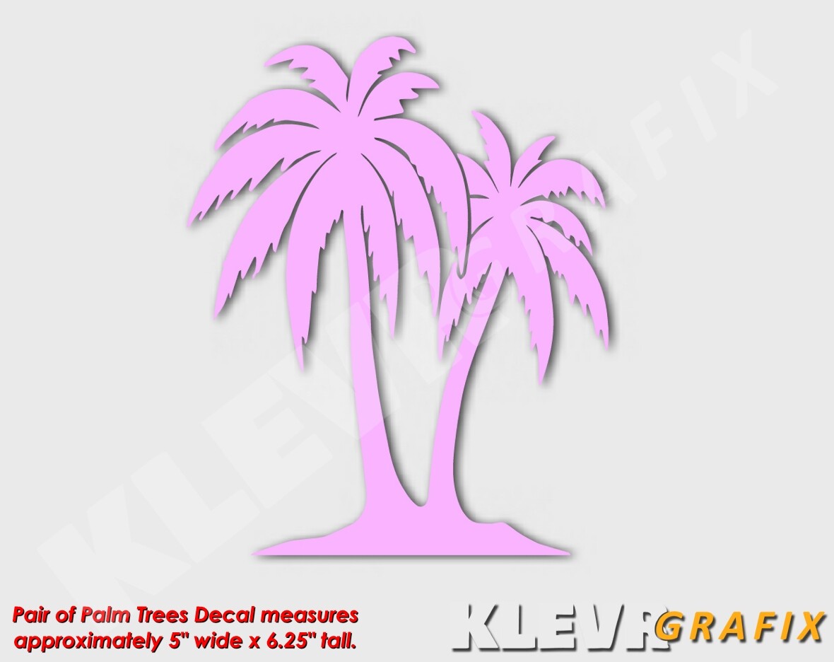 5"x6" Twin Palm Tree Hawaiian Vinyl Decal for Car Truck Window Laptop Sticker