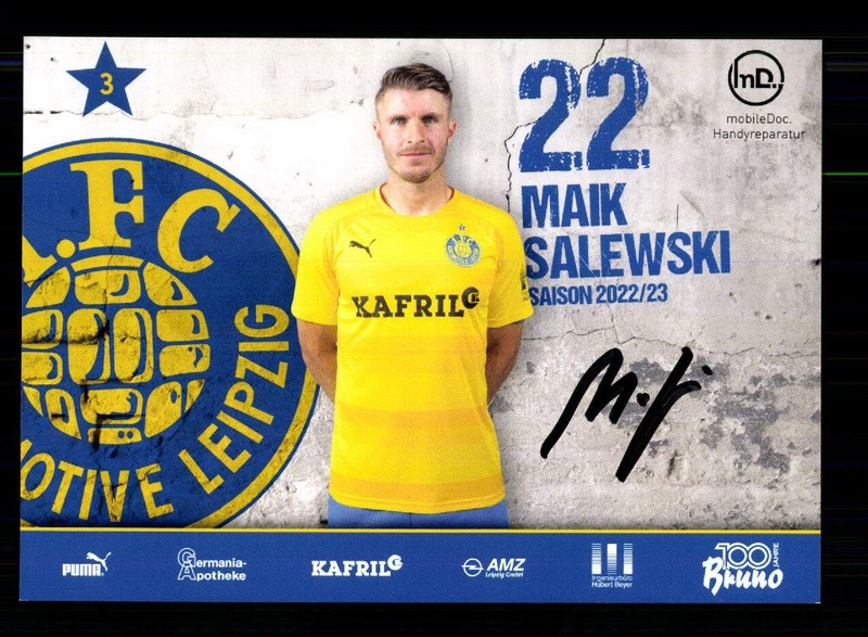 Maik Salewski Autogrammkarte Lokomotive Leipzig 2022-23 Original Signiert