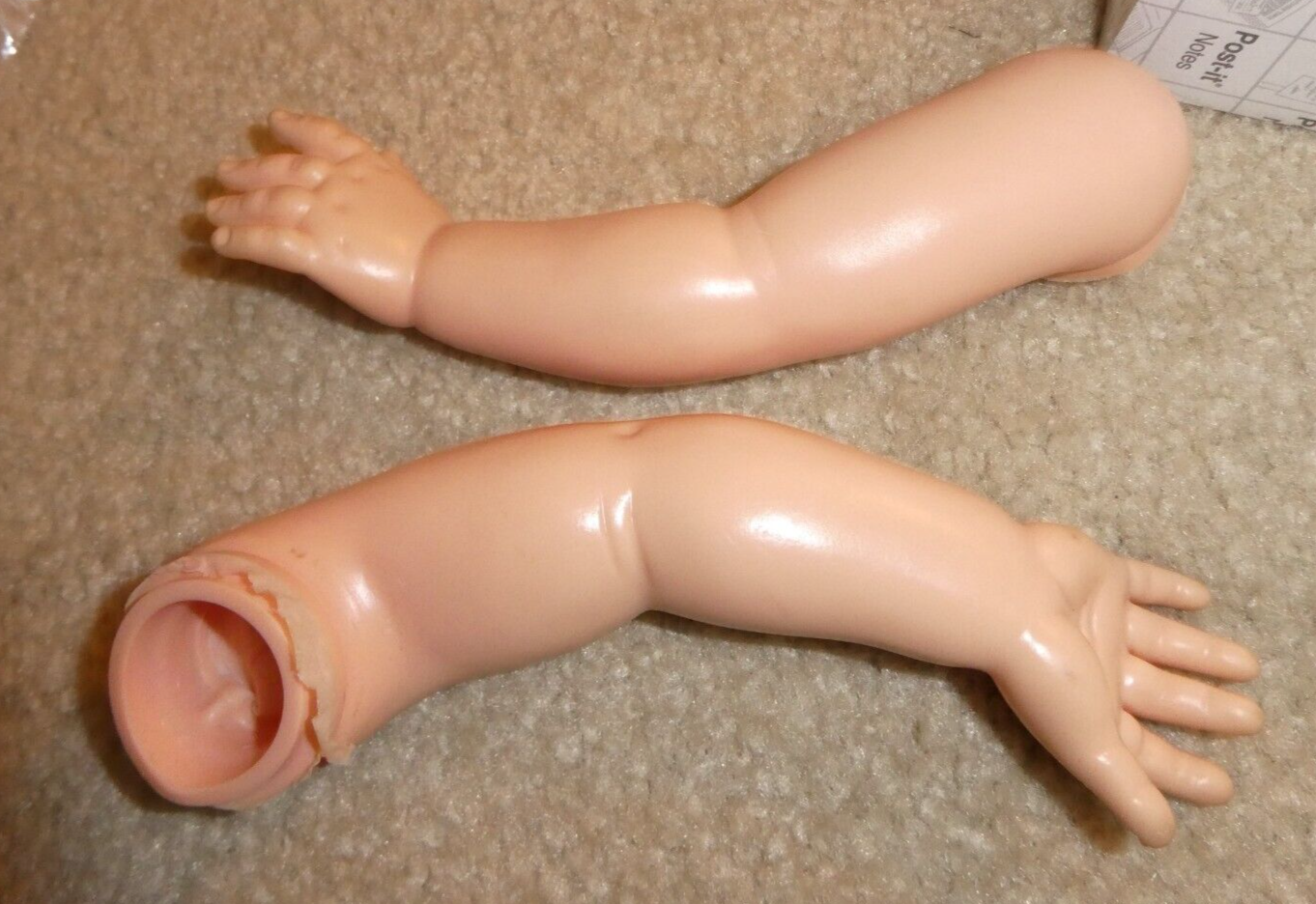 Set of Vintage 1960s Vinyl Girl Doll Arms 6 1/2" Long