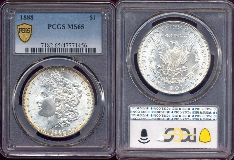 1888 $ PCGS MS65 WHITE MINT LUSTER PQ MORGAN SILVER
