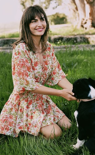 

Мини-платье Anthropologie x MISA с цветочным принтом и металликом, Оранжевый