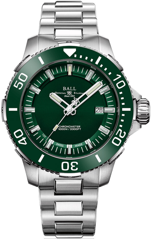 Pre-owned Ball Engineer Hyrdocarbon Deepquest Ii Ceramic Green Cosc Dm3002a-s4cj-gr