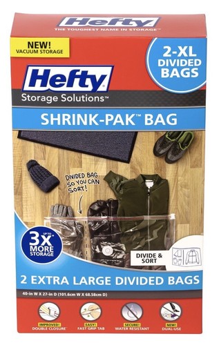 Hefty Shrink-Pak 2 Jumbo Vacuum Storage Bags, Clear