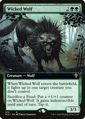 MTG Throne of Eldraine Extended Art Wicked Wolf Near Mint
