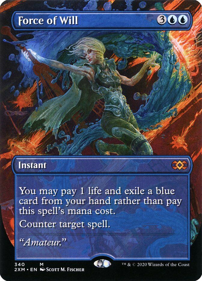 【意志の力】【Force of Will】【2xm】【foil】 1x Force of Will Borderless Extended Art 2XM Foil MTG Double