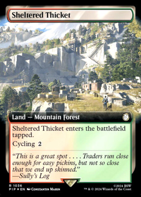 MTG Sheltered Thicket 1036 Fallout Rare Surgefoil Land