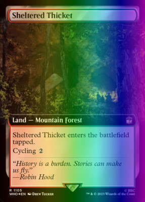 MTG Magic the Gathering Sheltered Thicket (1105/1208) Doctor Who LP FOIL- SURGE