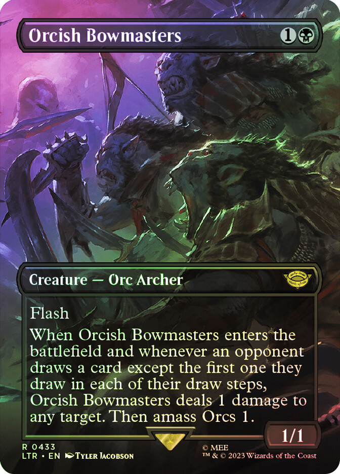 MTGオークの弓使い  ボーダーレスfoil Orcish Bowmasters FOIL)オークの弓使い/Orcish Bowmasters《日本語》【LTR】