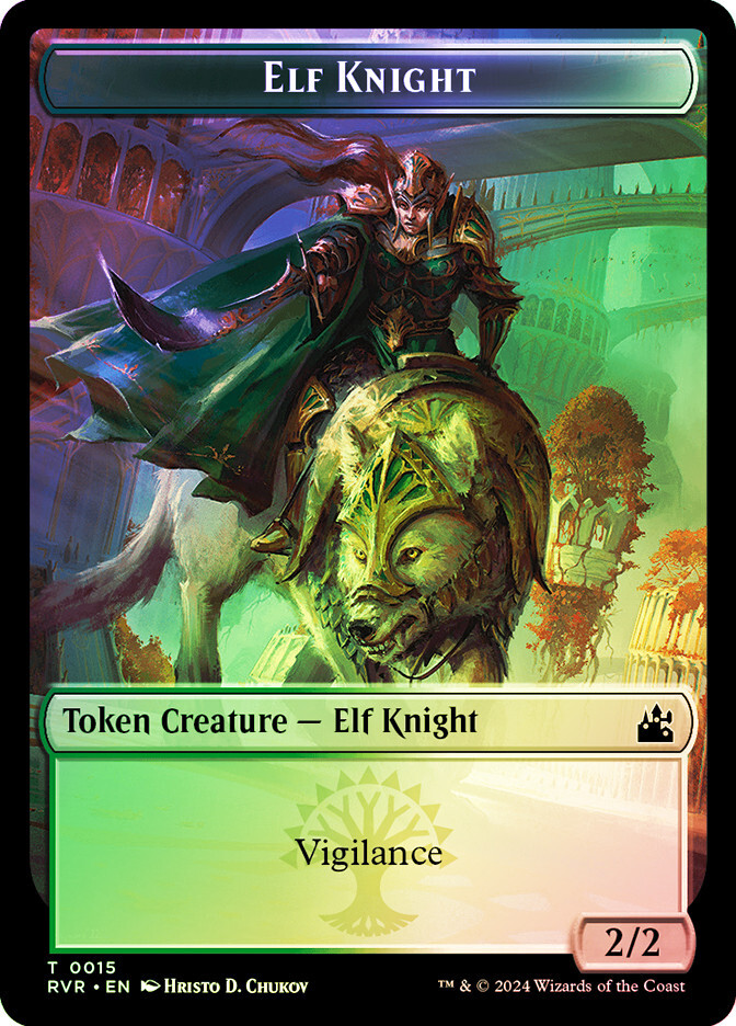 MTG FOIL {Elf Knight Token} // {Spirit Token} (White