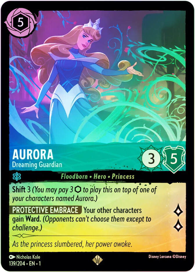 【希少 エラーカード】Lorcana ロルカナ AURORA  Foiled Lorcana COLD FOIL Aurora - Dreaming Guardian - The First
