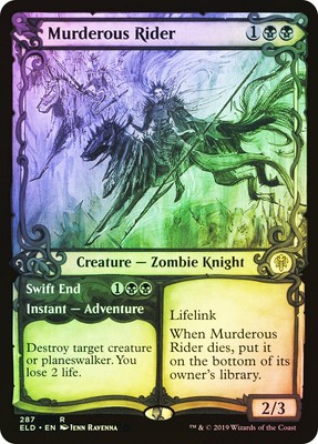 MTG FOIL Murderous Rider  Swift End Showcase  - Throne of Eldraine #287