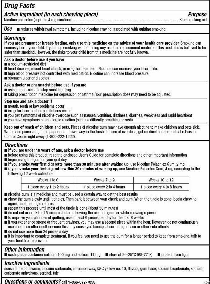 Kirkland Signature Quit Gum 4mg 190 Pieces Stop Smoking Generic Nicorette 4/25