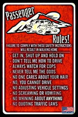 OFF ROAD RULES! METAL SIGN 8''X12'' POLARIS RZR CAN-AM UTV GARAGE PARKING ONLY