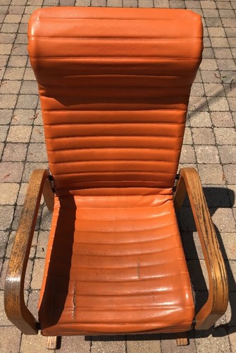 60s Thonet Vinyl Danish Cantilever Highback Bentwood SPACE AGE Mod Lounge Chair